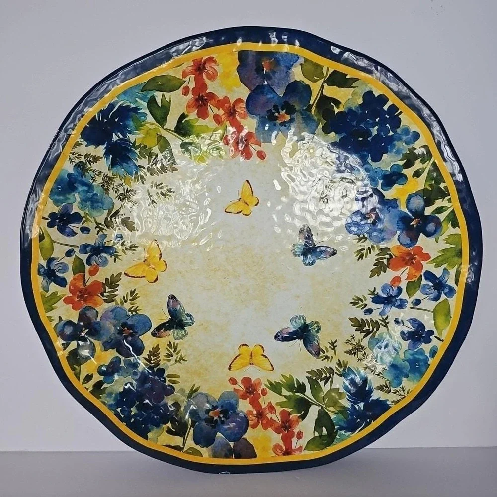 Vtg Pier 1 Imports Butterfly Floral Melamine Serving Platter 19